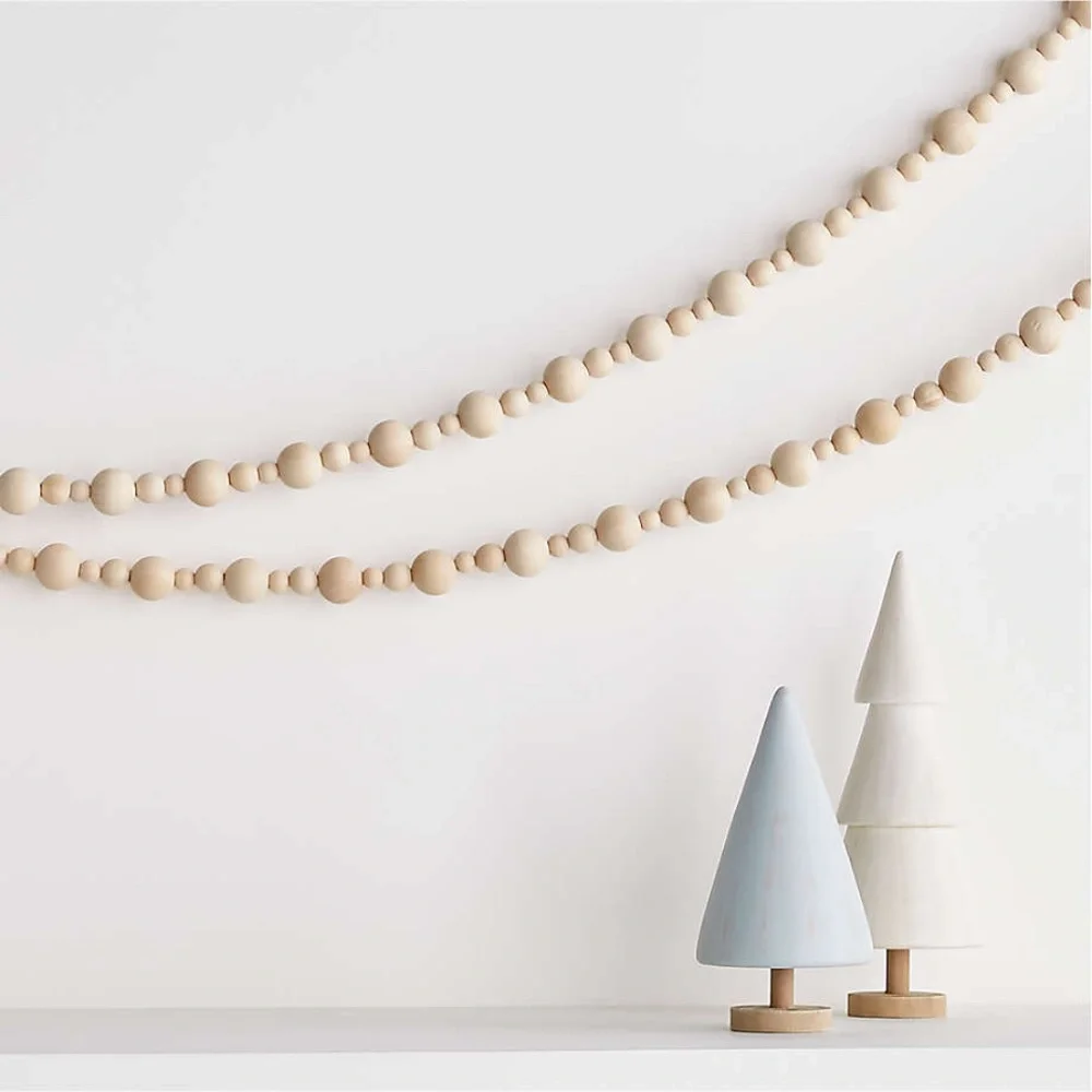 Crate&Barrel Wood Bead Garland 72
